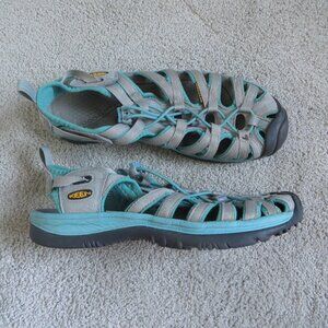 Keen Whisper Womens Waterproof Sandals Size 9.5 Gray/Peacock Green(or teal?)